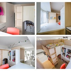 【子ども部屋】シナ合板による組立家具　デクス/ベッド/収納 + 書斎　w3110*d2550*h1750