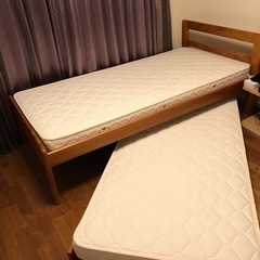 値下げ！スキャンティーク製　シングルベッド&引出しベッド