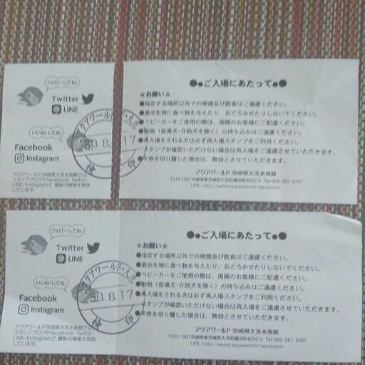 茨城県大洗水族館アクアワールド前売券大人2枚 もふもふ 南流山のその他の中古あげます 譲ります ジモティーで不用品の処分