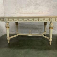 【NOVAPLAK】 ノバパルク イタリア 最高峰 ルイ15世 ロココ様式 木彫装飾 ダイニングテーブル クラシック 猫脚 アンティーク 金彩