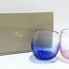 【未使用】ORIBE 織部 ペアグラス ガラス 伝統の器 青 ピ...