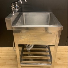 業務用 一槽シンク 蛇口付き 幅600×奥600×高さ800+90(mm) 流し台 厨房機材 洗浄済み キッチン 手洗い場 厨房機器 店舗用品 大阪 一層