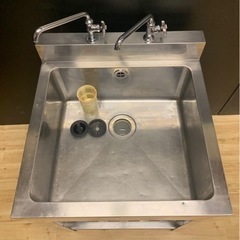 業務用 一槽シンク 蛇口付き 幅600×奥600×高さ800+90(mm) 流し台 厨房機材 洗浄済み キッチン 手洗い場 厨房機器 店舗用品 大阪 一層