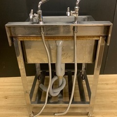 業務用 一槽シンク 蛇口付き 幅600×奥600×高さ800+90(mm) 流し台 厨房機材 洗浄済み キッチン 手洗い場 厨房機器 店舗用品 大阪 一層