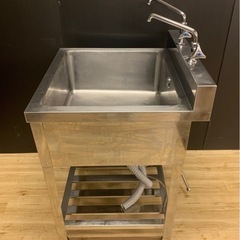 業務用 一槽シンク 蛇口付き 幅600×奥600×高さ800+90(mm) 流し台 厨房機材 洗浄済み キッチン 手洗い場 厨房機器 店舗用品 大阪 一層