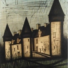 大型作品/ベルナール・ビュッフェ◇キュラン城/リトグラフ 作者版上