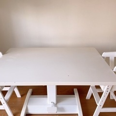 ホワイト　昇降　食卓テーブル