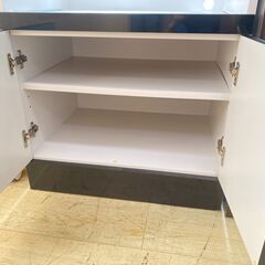 キッチンボード 幅60cm 黒×白 ツートンカラー 2枚扉 レンジボード レンジ台 食器棚★近隣配送無料 買取帝国 朝霞店 