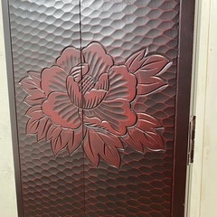 12/25 終 鎌倉彫り 三面鏡 和家具 和室 昭和レトロ 姿見 立ち鏡 菊倉TK