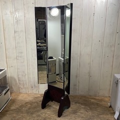 12/25 終 鎌倉彫り 三面鏡 和家具 和室 昭和レトロ 姿見 立ち鏡 菊倉TK