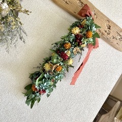 秋の紅葉紫陽花ユーカリガーランド