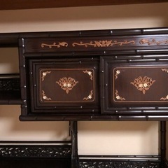 唐木　茶箪笥　紫檀無垢　違い棚　茶道具　煎茶