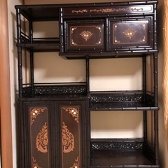 唐木　茶箪笥　紫檀無垢　違い棚　茶道具　煎茶