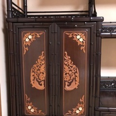 唐木　茶箪笥　紫檀無垢　違い棚　茶道具　煎茶