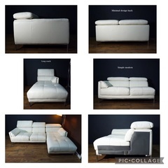 ☑️ジモ売約済　首都圏送込〜イノベファクトリ総額35万一流白本革コーナーカウチソファー＋テーブル