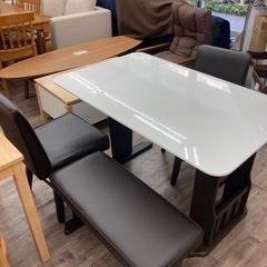 関家具 伸縮式ダイニングテーブルセット ダイニング4点セット 椅子付き