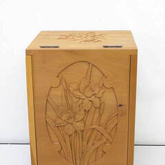 【ネット決済・配送可】ss4134　木製　収納ボックス　木彫り　...