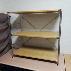 無印良品 ステンレス オーク材 3段ユニットシェルフ オープンラック 