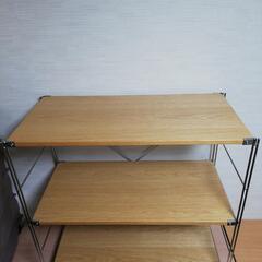 無印良品 ステンレス オーク材 3段ユニットシェルフ オープンラック 