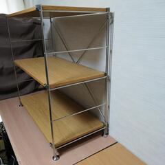 無印良品 ステンレス オーク材 3段ユニットシェルフ オープンラック 
