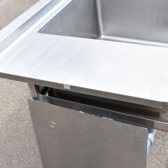 【ヤ取終了1/27】≪y392≫美品 2槽 ソイルドシンク/流し台 作業蓋付き 3カ所蛇口付き 食器洗浄機用 右欠き 業務用/厨房/店舗 40911-02