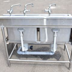 ヤ取終了1/27】≪y392≫美品 2槽 ソイルドシンク/流し台 作業蓋