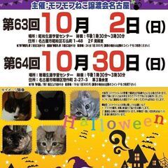 10/2(日)　猫の譲渡会　in　名古屋市昭和生涯学習センター