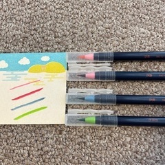 カラー筆ペン4色　あかしや水彩毛筆【彩】　淡い日本の伝統色