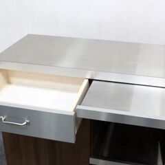 unico/ウニコ STRADA ストラーダ キッチンカウンター オープン W900 ステンレス天板 北欧 レンジ台 中古 店頭引取歓迎 R6479)