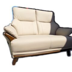 ★ 新札幌発 NITORI ニトリ 2人掛け 合皮ソファ タモ材フレーム Nシールド コウテイ3 ハイバック / 1078 ★