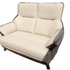 ★ 新札幌発 NITORI ニトリ 2人掛け 合皮ソファ タモ材フレーム Nシールド コウテイ3 ハイバック / 1078 ★