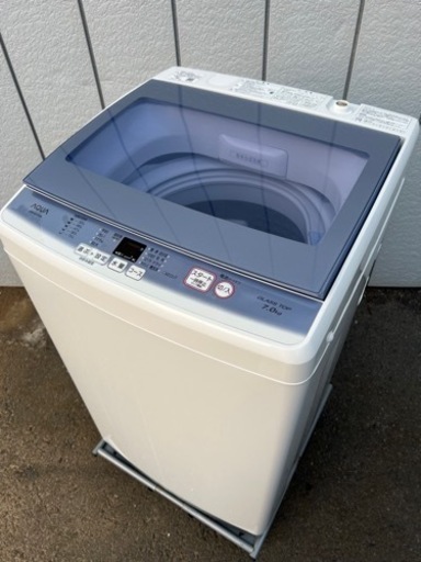 ■アクア 7.0kg 洗濯機 AQW-KSG7E■ガラストップ AQUA 2016年製 ファミリー向け縦型洗濯機