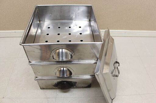 業務用 角型 ステンレス製 蒸し器 ３段 角蒸し器 調理器具 厨房機器 (J1103wY)