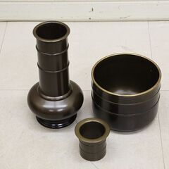 鋳師 金森浄栄 皆具 唐銅 茶道具 銅器 (R2190wY)