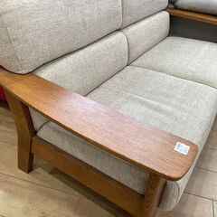 【トレファク花小金井店】2人掛けソファー/柏木工/ライトグレー×ブラウン/布×木製/中古家具/武蔵野市/小平市/小金井市/国分寺市/杉並区/買取/販売