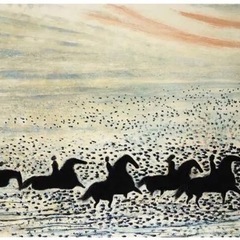 アンドレ・ブラジリエ　海岸の騎馬　オリジナルリトグラフ  自筆サ...