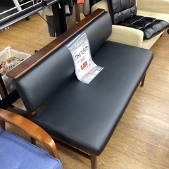 KI-68【新入荷　リサイクル品】ニトリ　アストル　ベンチソファ　黒×ブラウン