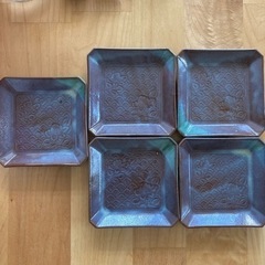 越前焼き　小皿　10㎝角　5枚セット