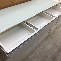 キッチンカウンター　ガラストップ　奥行35cm