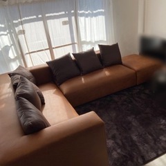 カウチソファ、クッション付き