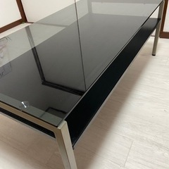 ニトリ センターテーブル 110×60×40cm ブラック×グレー