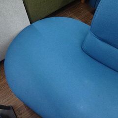 札幌元町 カウチソファ ターコイズブルー 2人掛け 変形ソファ ファブリック素材 