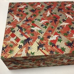 木箱　カルトナージュ　鶴　和紙　和風ケース　文箱