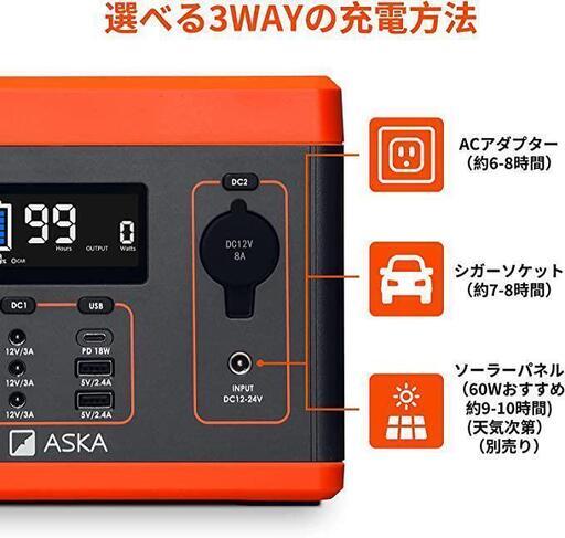 ポータブル電源 280Wh/78,000mAH アウトドア バックアップ純正弦波 