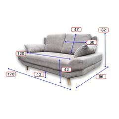 クッション　小　１ケ不足　　ゆったり座面　　2人掛け　　グレー　ソファーベット　FF6977