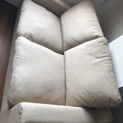 【値下げ】【9/23金まで】リネンカバー・フェザークッション3Pソファ