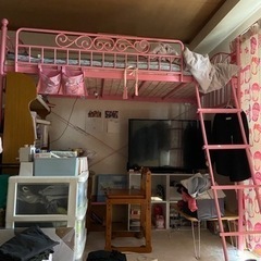ロフトベット　子供部屋　ピンク　