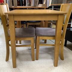 ダイニングテーブル 3点セット 木目ライトブラウン テーブル／チェア×2【ユーズドユーズ名古屋天白店】J2105