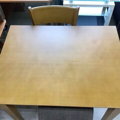 ダイニングテーブル 3点セット 木目ライトブラウン テーブル／チェア×2【ユーズドユーズ名古屋天白店】J2105