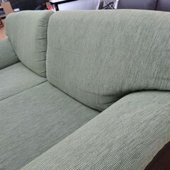 2.5人掛けソファ 布製 グリーン×ダークブラウン 幅181㎝ バイカラー 2人